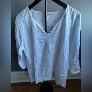 Vintage Fresh Produce White Button-Detail Women's Top 1X